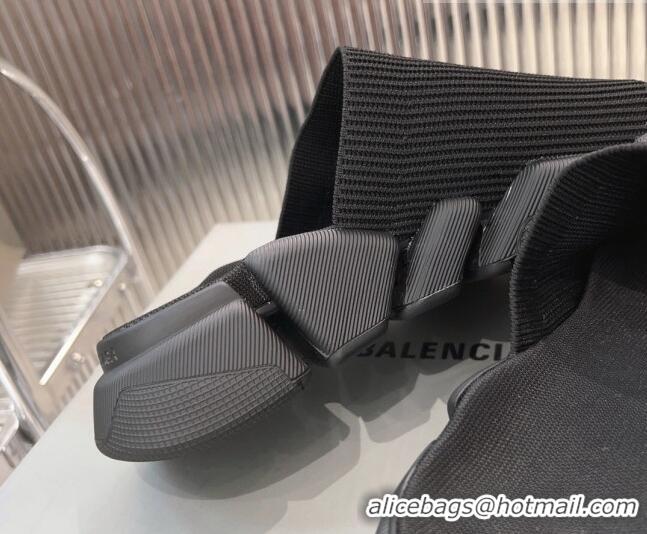 Luxury Balenciaga Speed 2.0 Knit Slide Sandal Black 902080