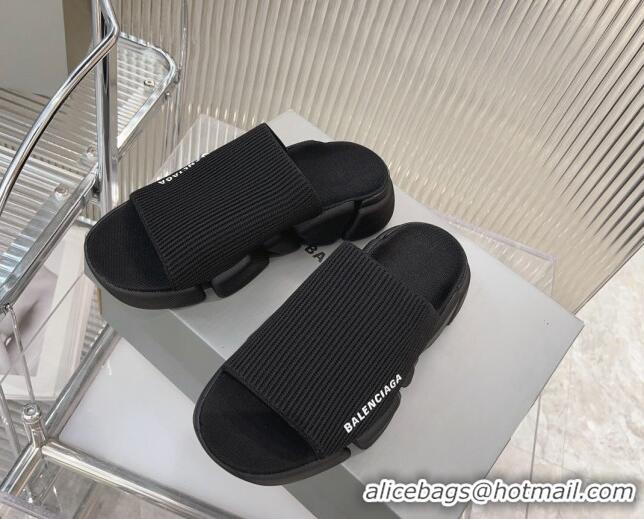 Luxury Balenciaga Speed 2.0 Knit Slide Sandal Black 902080