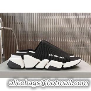 Top Design Balenciaga Speed 2.0 Knit Slide Sandal Black/White 902081