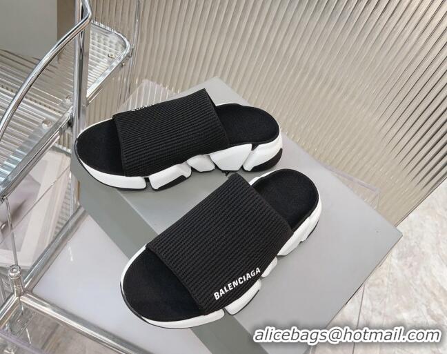 Top Design Balenciaga Speed 2.0 Knit Slide Sandal Black/White 902081