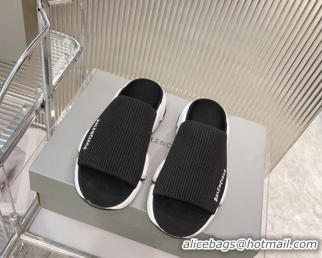 Top Design Balenciaga Speed 2.0 Knit Slide Sandal Black/White 902081