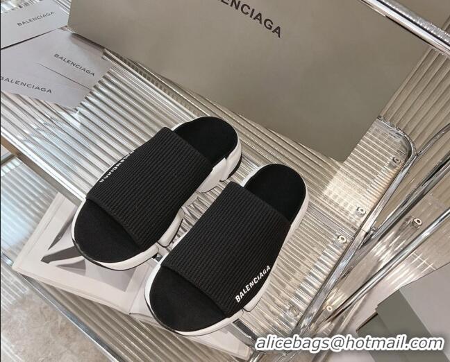 Top Design Balenciaga Speed 2.0 Knit Slide Sandal Black/White 902081