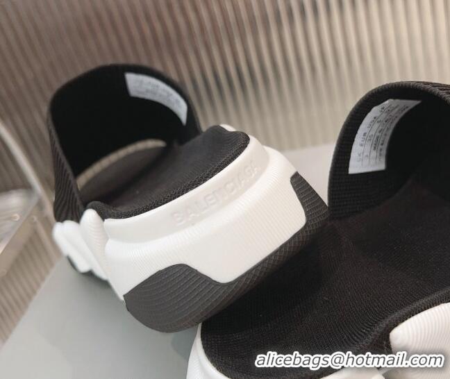 Top Design Balenciaga Speed 2.0 Knit Slide Sandal Black/White 902081