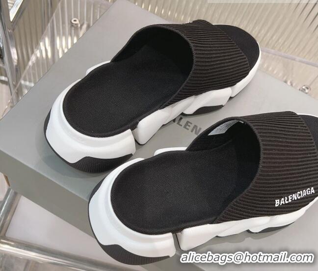 Top Design Balenciaga Speed 2.0 Knit Slide Sandal Black/White 902081