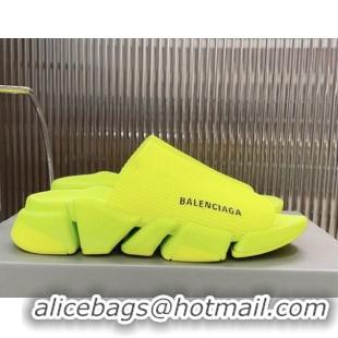 Charming Balenciaga Speed 2.0 Knit Slide Sandal Neon Green 902082