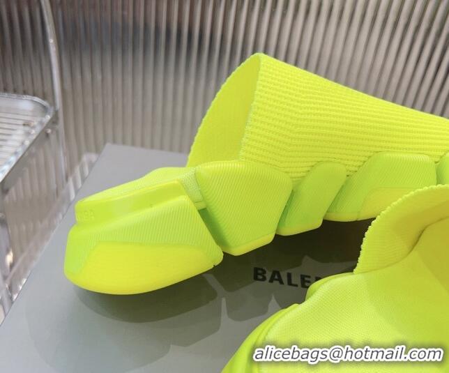 Charming Balenciaga Speed 2.0 Knit Slide Sandal Neon Green 902082