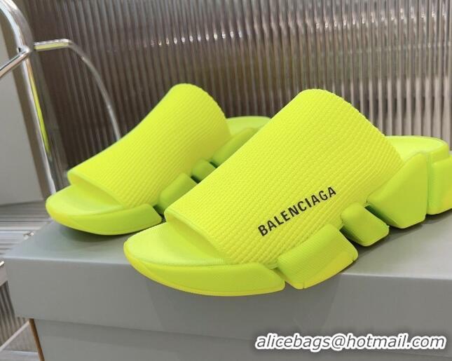 Charming Balenciaga Speed 2.0 Knit Slide Sandal Neon Green 902082