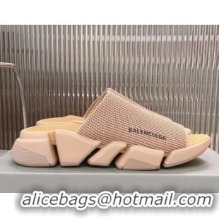 Generous Balenciaga Speed 2.0 Knit Slide Sandal Beige 902083