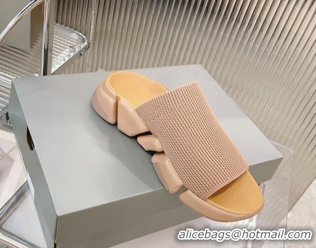 Generous Balenciaga Speed 2.0 Knit Slide Sandal Beige 902083