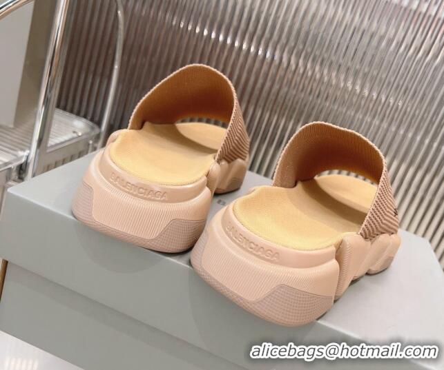 Generous Balenciaga Speed 2.0 Knit Slide Sandal Beige 902083