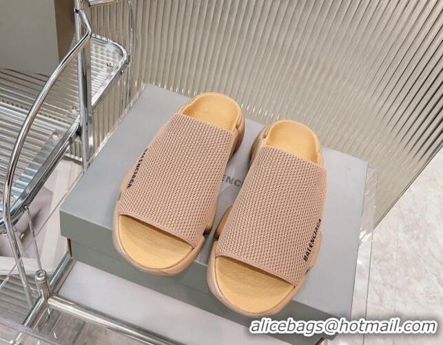 Generous Balenciaga Speed 2.0 Knit Slide Sandal Beige 902083