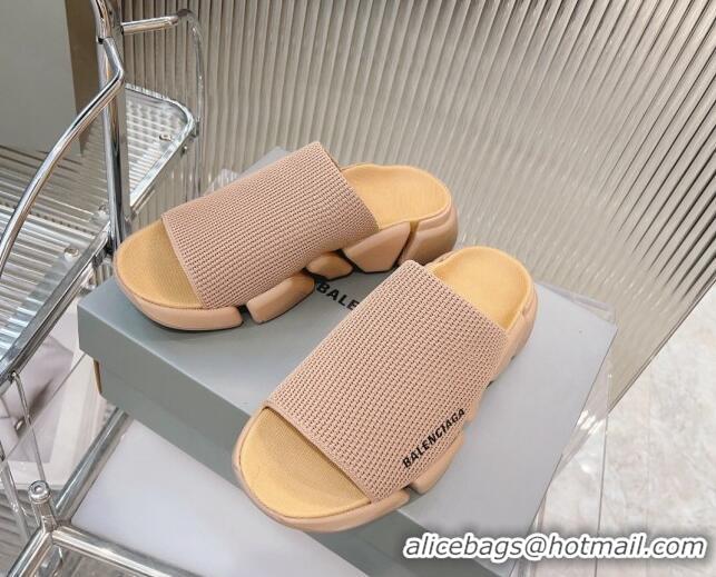 Generous Balenciaga Speed 2.0 Knit Slide Sandal Beige 902083