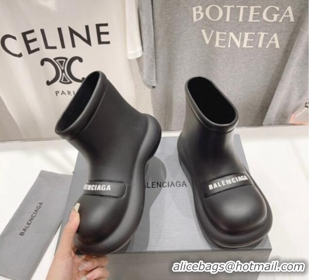 Duplicate Balenciaga Rubber Round Ankle Boots Black 926090