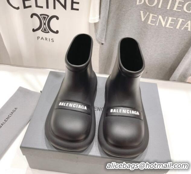 Duplicate Balenciaga Rubber Round Ankle Boots Black 926090