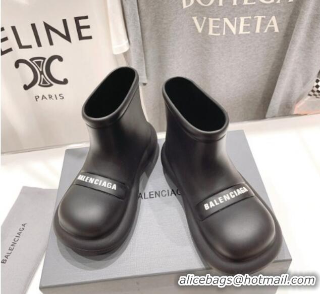 Duplicate Balenciaga Rubber Round Ankle Boots Black 926090