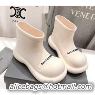 Trendy Design Balenciaga Rubber Round Ankle Boots White 926092