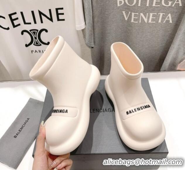 Trendy Design Balenciaga Rubber Round Ankle Boots White 926092