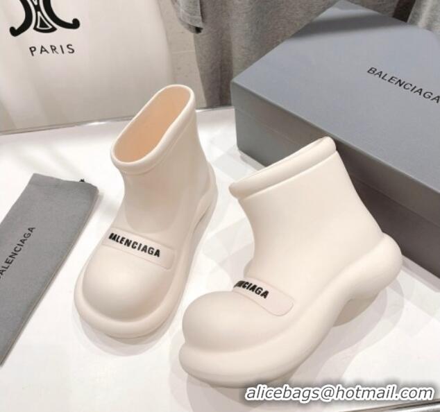 Trendy Design Balenciaga Rubber Round Ankle Boots White 926092