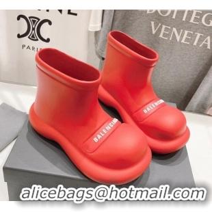 Unique Style Balenciaga Rubber Round Ankle Boots Red 926093