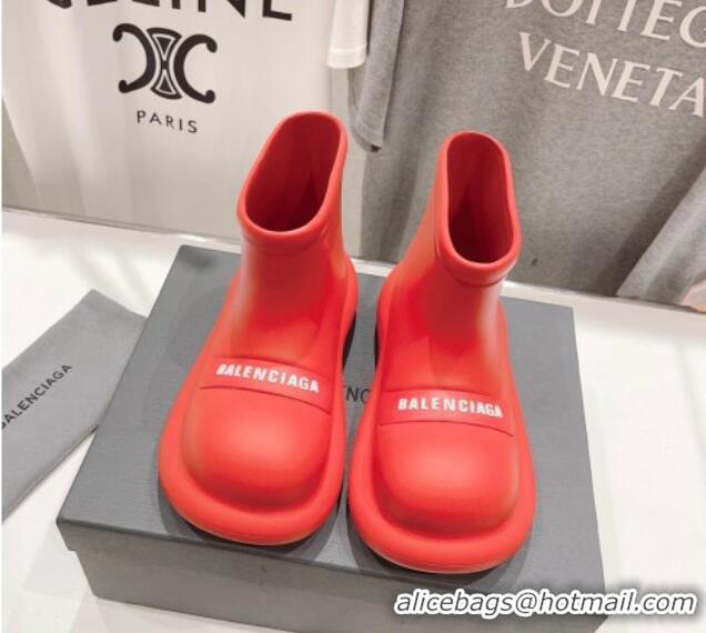 Unique Style Balenciaga Rubber Round Ankle Boots Red 926093