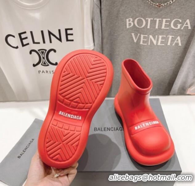 Unique Style Balenciaga Rubber Round Ankle Boots Red 926093