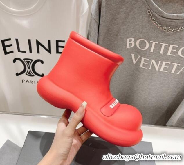 Unique Style Balenciaga Rubber Round Ankle Boots Red 926093