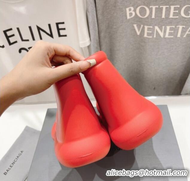 Unique Style Balenciaga Rubber Round Ankle Boots Red 926093