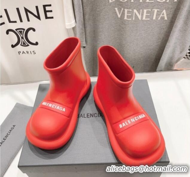 Unique Style Balenciaga Rubber Round Ankle Boots Red 926093