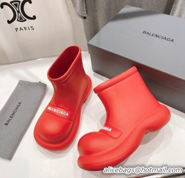 Unique Style Balenciaga Rubber Round Ankle Boots Red 926093