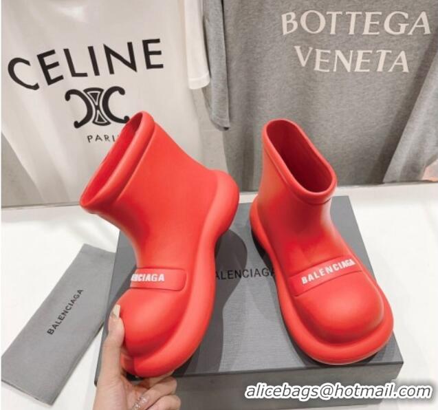 Unique Style Balenciaga Rubber Round Ankle Boots Red 926093