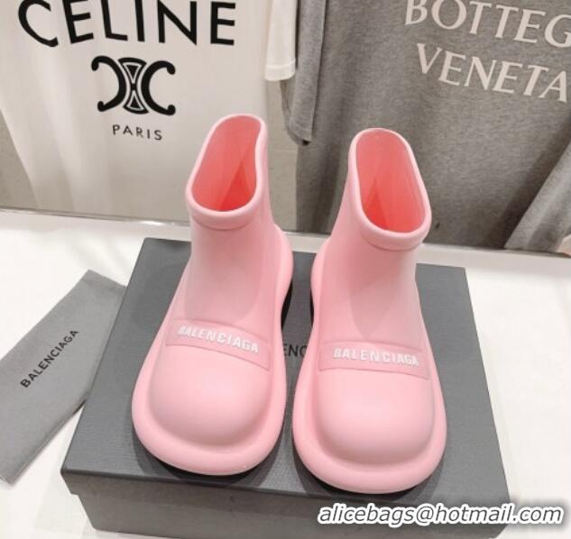 Low Price Balenciaga Rubber Round Ankle Boots Light Pink 926094