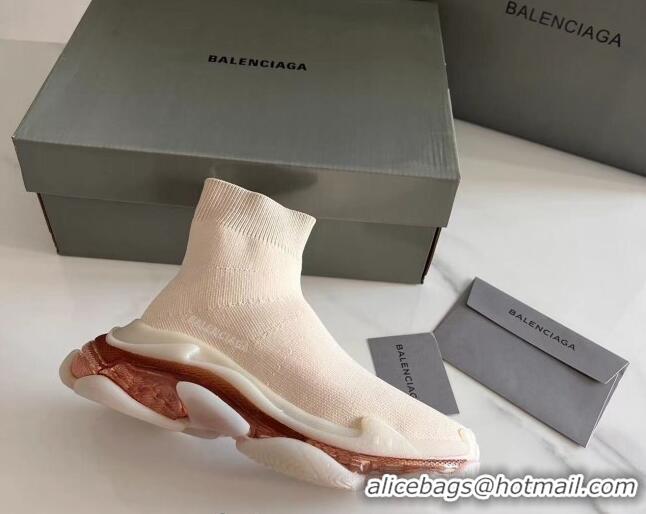 Good Quality Balenciaga Speed Knit Ankle Boots Nude Pink 016041