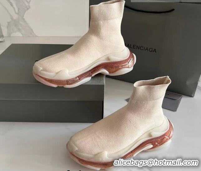 Good Quality Balenciaga Speed Knit Ankle Boots Nude Pink 016041