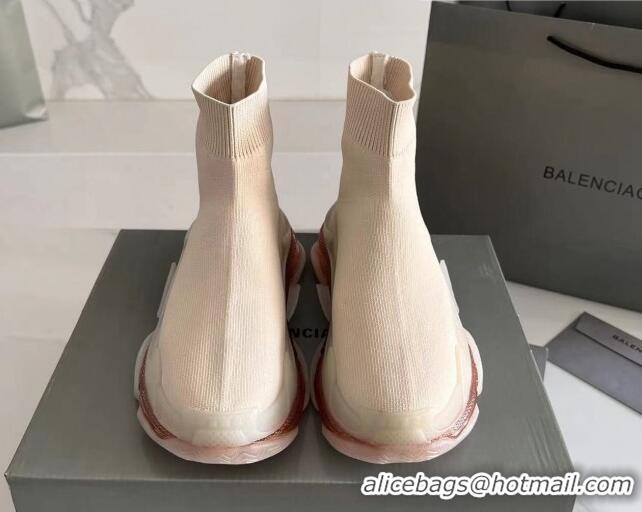 Good Quality Balenciaga Speed Knit Ankle Boots Nude Pink 016041