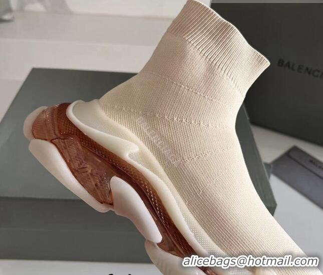 Good Quality Balenciaga Speed Knit Ankle Boots Nude Pink 016041