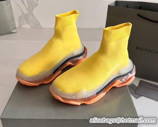 Grade Quality Balenciaga Speed Knit Ankle Boots Yellow 016042