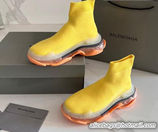 Grade Quality Balenciaga Speed Knit Ankle Boots Yellow 016042