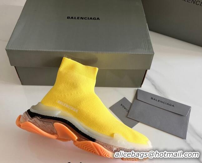 Grade Quality Balenciaga Speed Knit Ankle Boots Yellow 016042