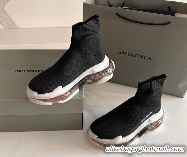 Best Grade Balenciaga Speed Knit Ankle Boots Black 016043