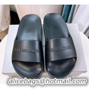 Best Product Balenciaga Rubber Platform Slide Sandals Black 026059