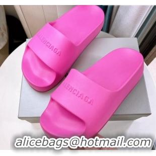 Top Grade Balenciaga Rubber Platform Slide Sandals Dark Pink 026060