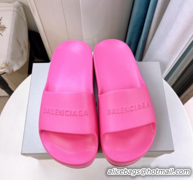 Top Grade Balenciaga Rubber Platform Slide Sandals Dark Pink 026060