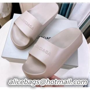 Luxurious Balenciaga Rubber Platform Slide Sandals Grey 026061