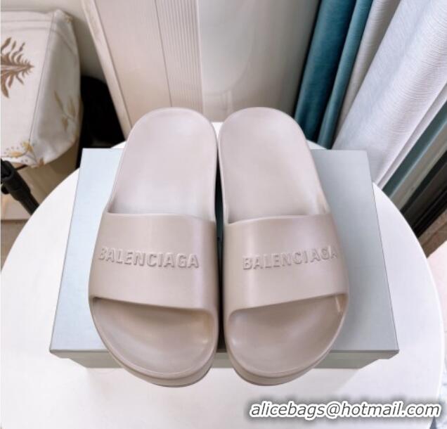 Luxurious Balenciaga Rubber Platform Slide Sandals Grey 026061