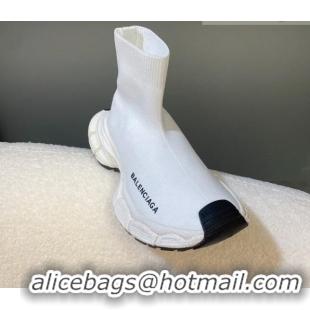 Classic Hot Balenciaga 3XL Knit Speed Ankle Boots White 104060