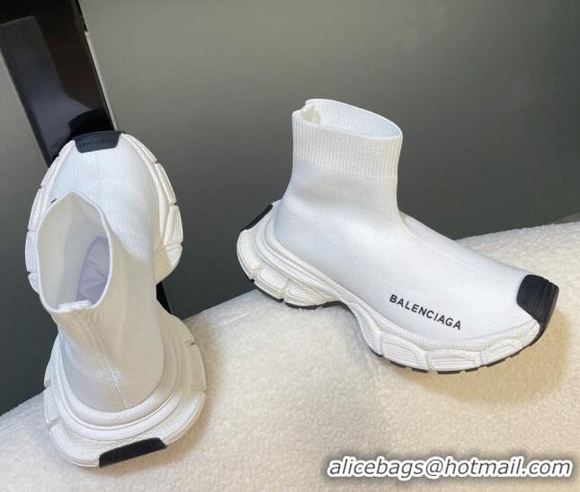 Classic Hot Balenciaga 3XL Knit Speed Ankle Boots White 104060