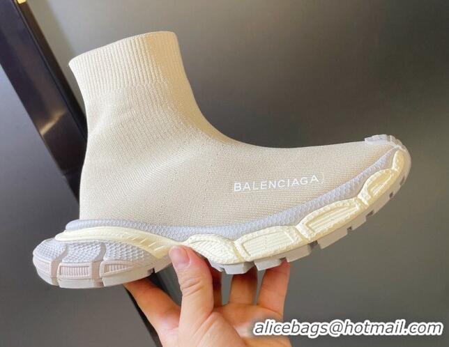 Sumptuous Balenciaga 3XL Knit Speed Ankle Boots Light Grey 104061