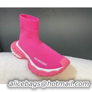 Good Looking Balenciaga 3XL Knit Speed Ankle Boots Dark Pink 104062