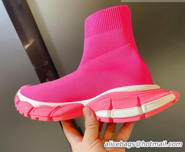 Good Looking Balenciaga 3XL Knit Speed Ankle Boots Dark Pink 104062