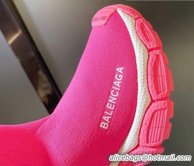 Good Looking Balenciaga 3XL Knit Speed Ankle Boots Dark Pink 104062